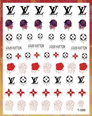 Red LV And Supreme Brand Nail Art Sticker Sheets (JO-396) - Nail