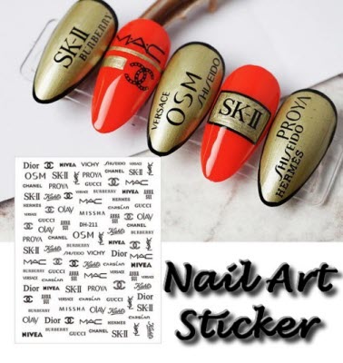 nail art stickers lv gucci logo