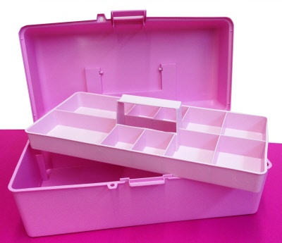 Plastic Storage Container with Tray - Think Pink