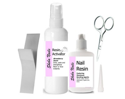 SHEBA NAILS Quick Fix Nail Kit - Brush On Resin Clear Glue, Activator &  Buffer - Perfect Fix For Fast Repairs - Great For Natural Nails - DIY Purse