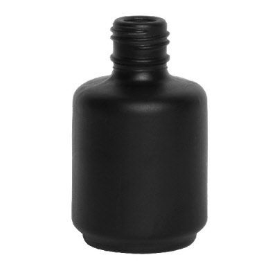 Glass Gel Polish Bottle Round - Matte Black 1/2oz with Brush & Cap |  BT253-BK